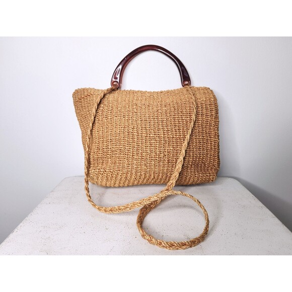 Vintage Straw Sisal Jute Bag - BIG Market Bag Top Handle or Shoulder/ Crossbody - Picture 5 of 10